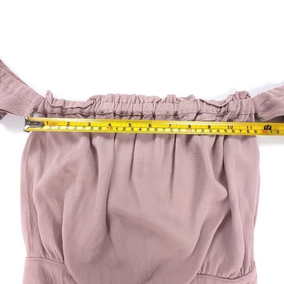 FLYNN SKYE Bella Ethereal Boho Off Shoulder Slit Maxi Dress Prom Dusty Mauve XS - Picture 3 of 9